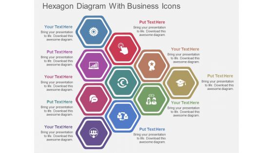 Hexagon Diagram With Business Icons Powerpoint Template