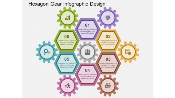 Hexagon Gear Infographic Design Powerpoint Templates
