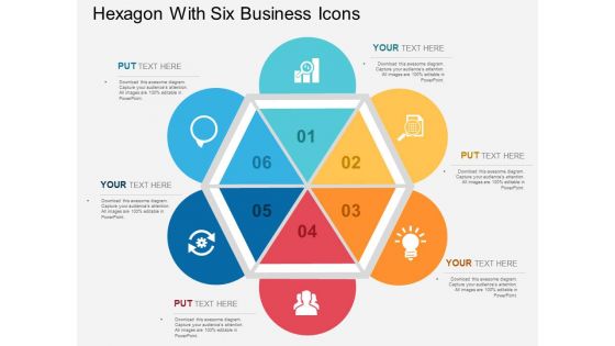 Hexagon With Six Business Icons Powerpoint Templates