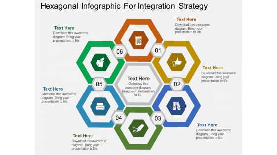 Hexagonal Infographic For Integration Strategy Powerpoint Template