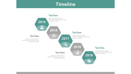 Hexagonal Timeline Diagram With Years Powerpoint Slides