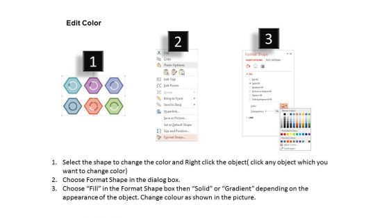 Hexagons With Circular Arrows Powerpoint Templates