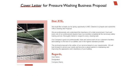 High Power Cleansing Work Cover Letter For Pressure Washing Business Proposal Brochure PDF