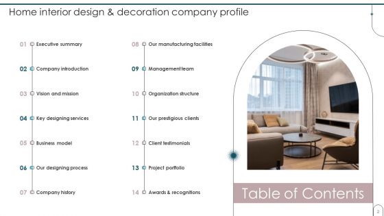 Home Interior Design And Decoration Company Profile Ppt PowerPoint Presentation Complete Deck With Slides