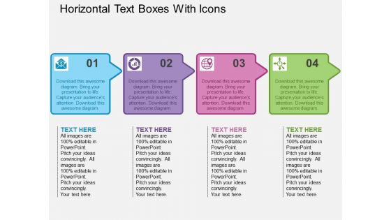 Horizontal Text Boxes With Icons Powerpoint Templates