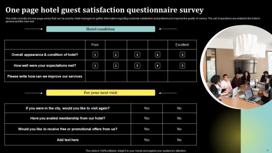 Hotel Guest Satisfaction Questionnaire Survey Ppt PowerPoint Presentation Complete Deck With Slides Survey