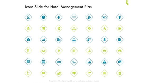 Hotel Management Plan Icons Slide For Hotel Management Plan Pictures PDF