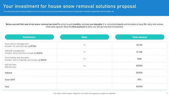 House Snow Removal Solutions Proposal Ppt PowerPoint Presentation Complete Deck With Slides