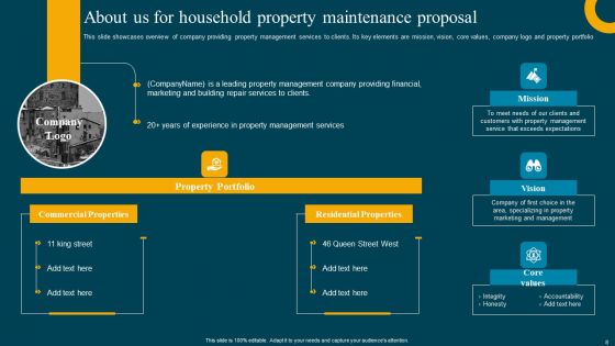 Household Property Maintenance Proposal Ppt PowerPoint Presentation Complete Deck With Slides