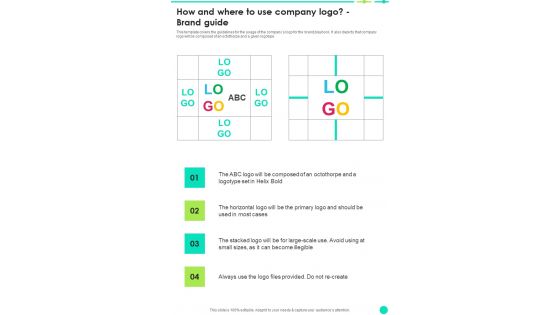 How And Where To Use Company Logo Brand Guide One Pager Sample Example Document How And Where To Use Company Logo Brand Guide One Pager Sample Example Document