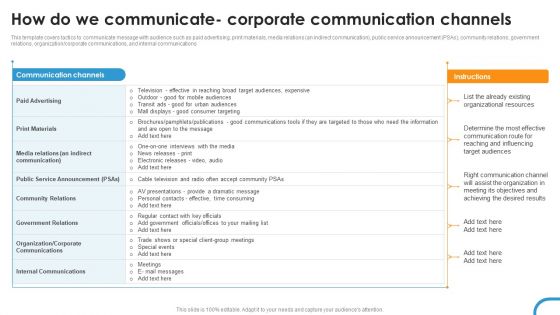 How Do We Communicate Corporate Communication Channels Ppt Professional Graphics Template PDF How Do We Communicate Corporate Communication Channels Ppt Professional Graphics Template PDF