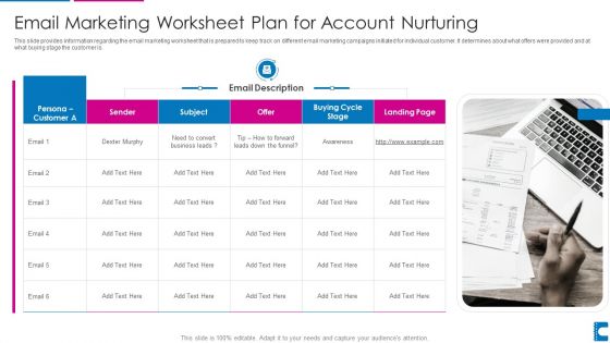 How To Administer Accounts To Increase Sales Revenue Email Marketing Worksheet Themes PDF
