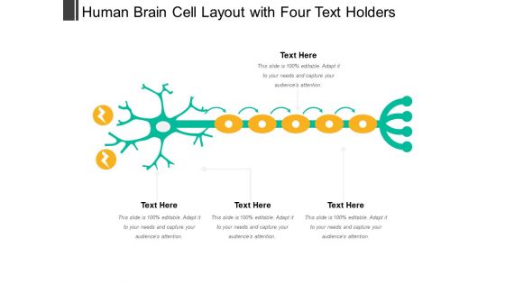 Human Brain Cell Layout With Four Text Holders Ppt PowerPoint Presentation Summary Grid PDF