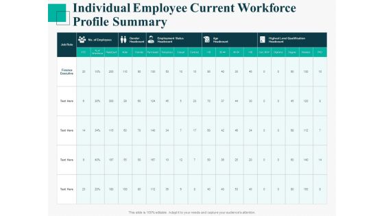 Human Capital Management Procedure Individual Employee Current Workforce Profile Summary Inspiration PDF