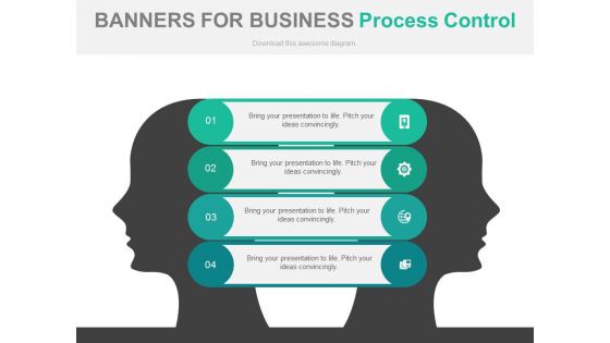 Human Faces With Four Communication Icons Powerpoint Template