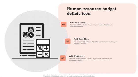 Human Resource Budget Deficit Icon Structure PDF