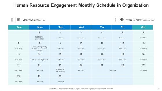 Human Resource Engagement Schedule Leadership Development Ppt PowerPoint Presentation Complete Deck With Slides