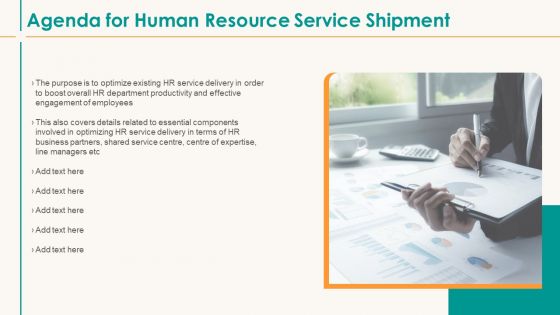 Human Resource Service Shipment Agenda For Human Resource Service Shipment Pictures PDF