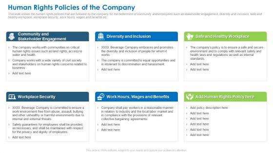 Human Rights Policies Of The Company Icons PDF