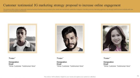 IG Marketing Strategy Proposal To Increase Online Engagement Ppt PowerPoint Presentation Complete Deck With Slides