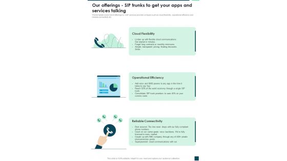 IP Telephony Our Offerings SIP Trunks To Get Your Apps And Services Talking One Pager Sample Example Document