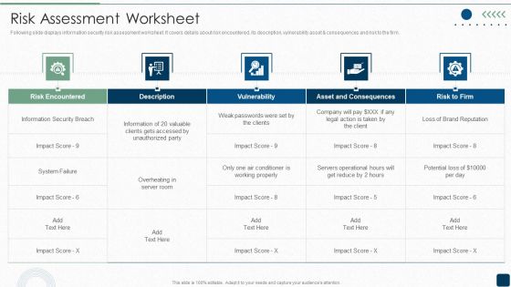 ISO 27001 Certification Procedure Risk Assessment Worksheet Diagrams PDF
