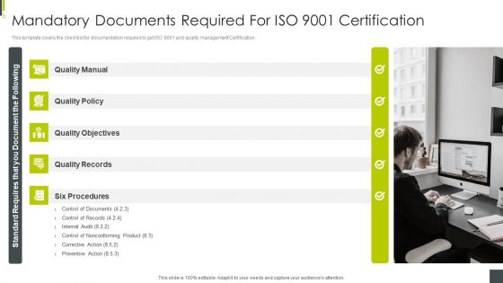 ISO 9001 Certification Procedure Mandatory Documents Required For ISO 9001 Certification Sample PDF