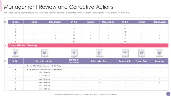 ISO 9001 Quality Assurance Software Accreditation Management Review And Corrective Actions Diagrams PDF