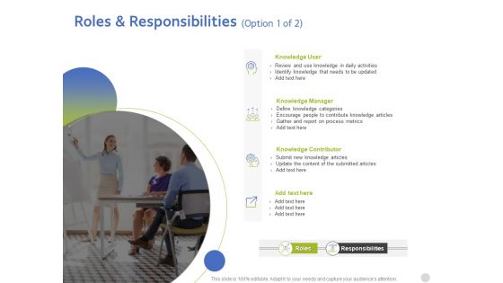 ITIL Knowledge Management Roles And Responsibilities Contributor Ppt Infographics Brochure PDF