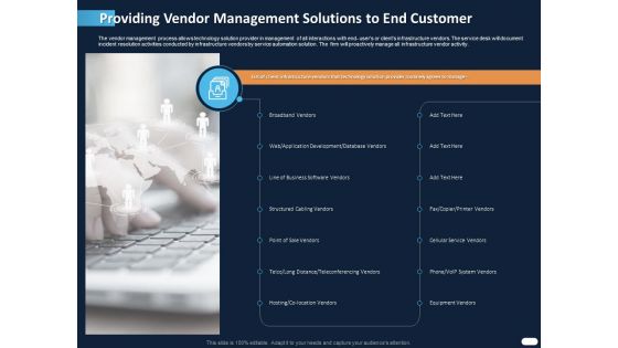 ITIL Strategy Service Excellence Providing Vendor Management Solutions To End Customer Equipment Ppt PowerPoint Presentation Icon Designs Download PDF