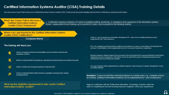 IT Data Services Certification Programs Certified Information Systems Auditor CISA Training Details Guidelines PDF