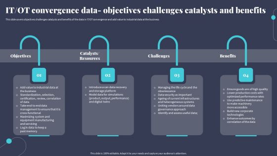 IT OT Convergence Data Objectives Challenges Catalysts And Benefits Inspiration PDF