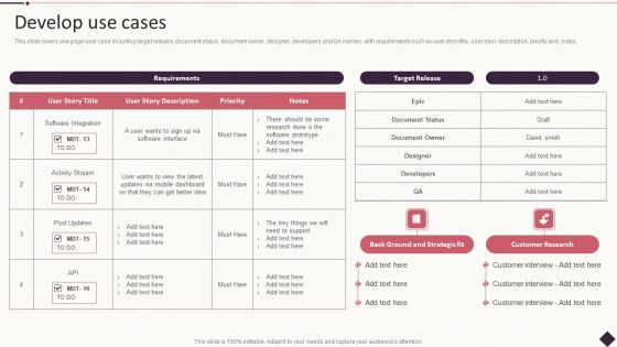IT Project Development Planning Develop Use Cases Sample PDF IT Project Development Planning Develop Use Cases Sample PDF
