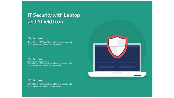 IT Security With Laptop And Shield Icon Ppt PowerPoint Presentation File Graphics PDF