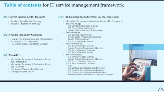 IT Service Management Framework Ppt PowerPoint Presentation Complete Deck With Slides