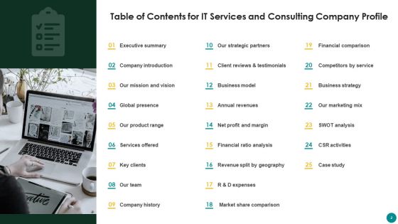 IT Services And Consulting Company Profile Ppt PowerPoint Presentation Complete Deck With Slides