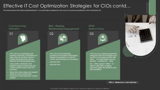 IT Spend Management Priorities By Cios Effective IT Cost Optimization Strategies For Cios Structure PDF