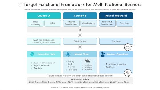 IT Target Functional Framework For Multi National Business Infographics PDF