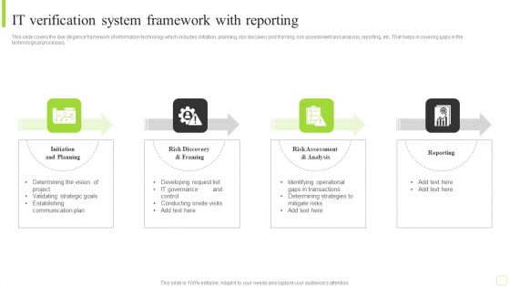 IT Verification System Framework With Reporting Brochure PDF IT Verification System Framework With Reporting Brochure PDF