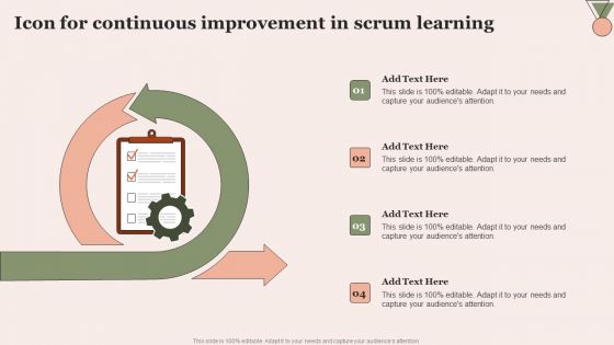 Icon For Continuous Improvement In Scrum Learning Graphics PDF