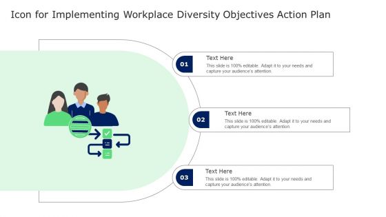 Icon For Implementing Workplace Diversity Objectives Action Plan Themes PDF