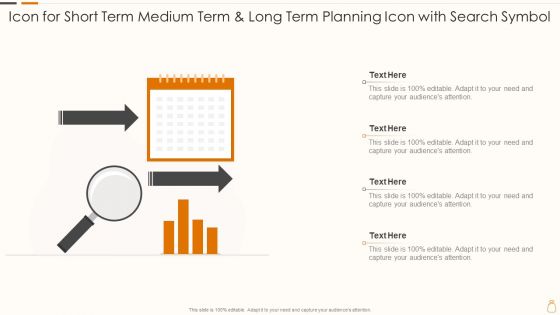Icon For Short Term Medium Term And Long Term Planning Icon With Search Symbol Brochure PDF