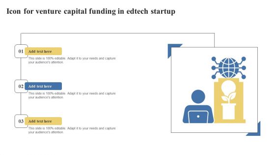 Icon For Venture Capital Funding In Edtech Startup Graphics PDF