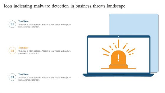 Icon Indicating Malware Detection In Business Threats Landscape Ppt Layouts Influencers PDF