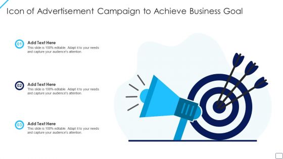 Icon Of Advertisement Campaign To Achieve Business Goal Template PDF