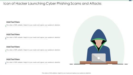 Icon Of Hacker Launching Cyber Phishing Scams And Attacks Background PDF
