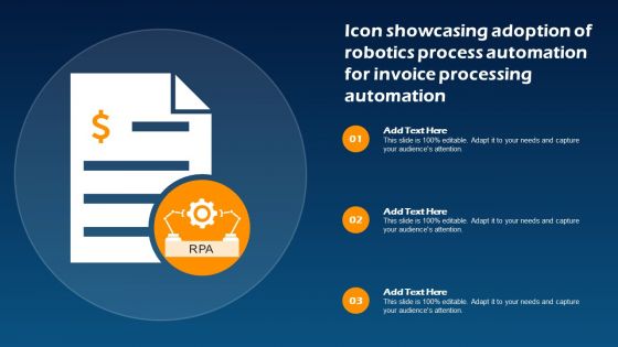 Icon Showcasing Adoption Of Robotics Process Automation For Invoice Processing Automation Introduction PDF Icon Showcasing Adoption Of Robotics Process Automation For Invoice Processing Automation Introduction PDF