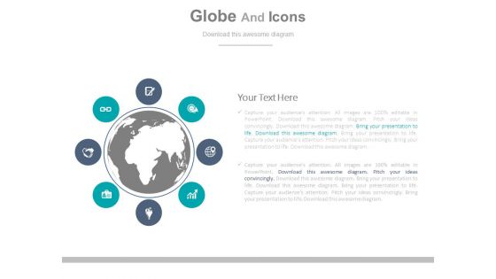 Icons Around Globe For Market Research Powerpoint Template