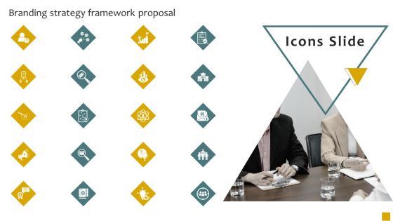 Icons Slide Branding Strategy Framework Proposal Ppt Pictures Templates PDF