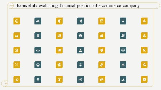 Icons Slide Evaluating Financial Position Of E Commerce Company Formats PDF Icons Slide Evaluating Financial Position Of E Commerce Company Formats PDF